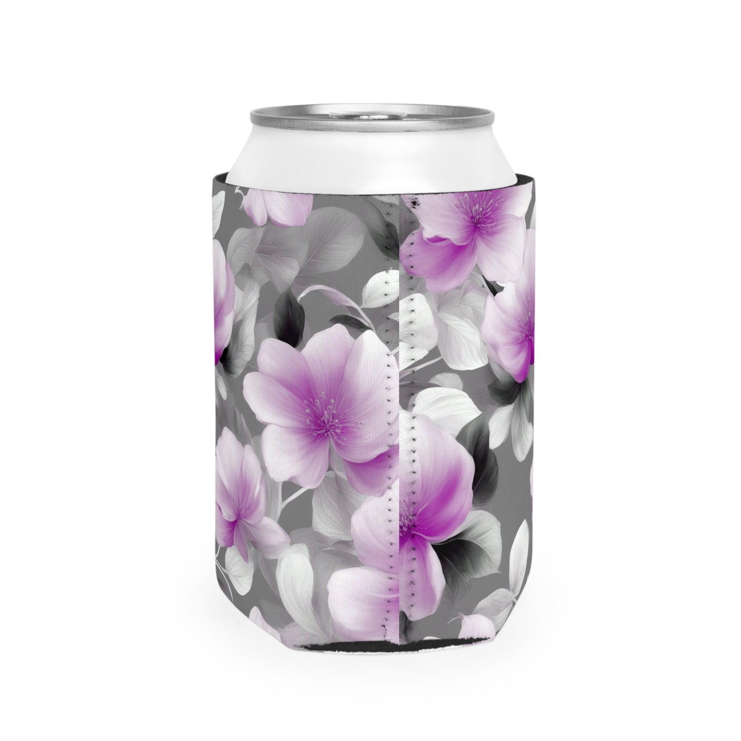 Purple Blossom Floral Bunch 12 oz Can Cooler Sleeve
