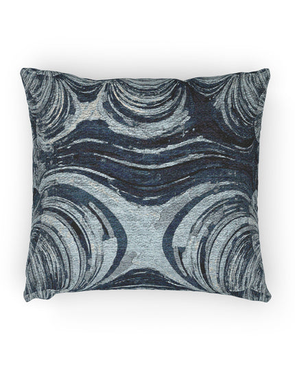 Uzi Spiral Deep Blue Woven Pillow, 17" x 18"