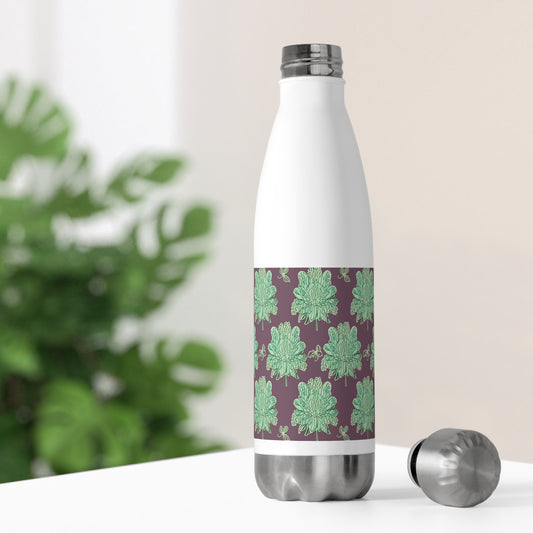 Mint Green Floral Butterflies 20oz Insulated Water Bottle