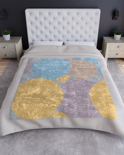 Pastel Baby Blue and Peach Patches 50" x 60" Crushed Velvet Blanket