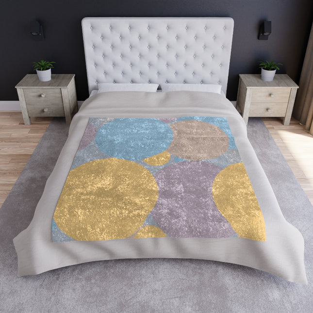 Pastel Baby Blue and Peach Patches 50" x 60" Crushed Velvet Blanket