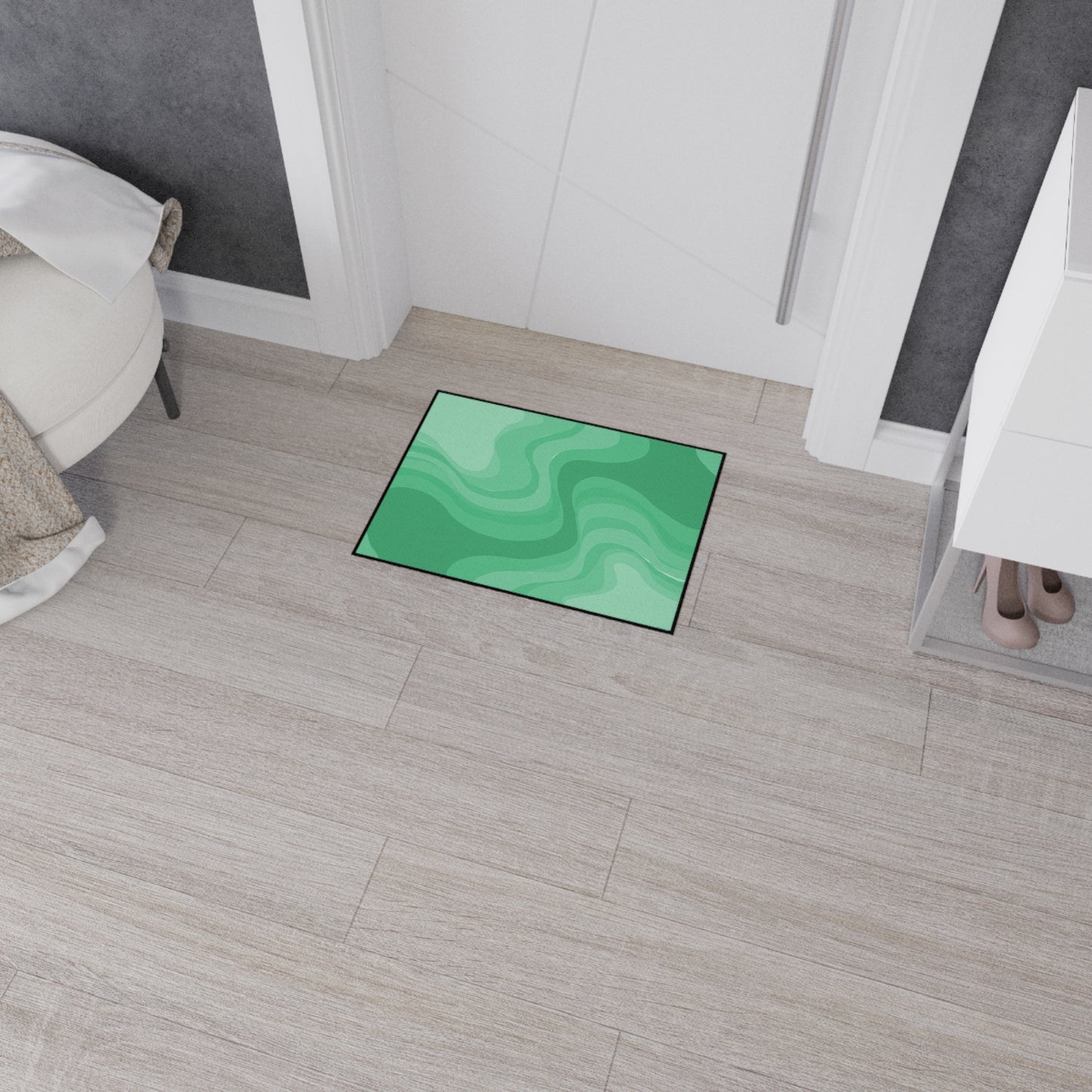 Mint Green Wavey 18" x 24" Heavy Duty Floor Mat