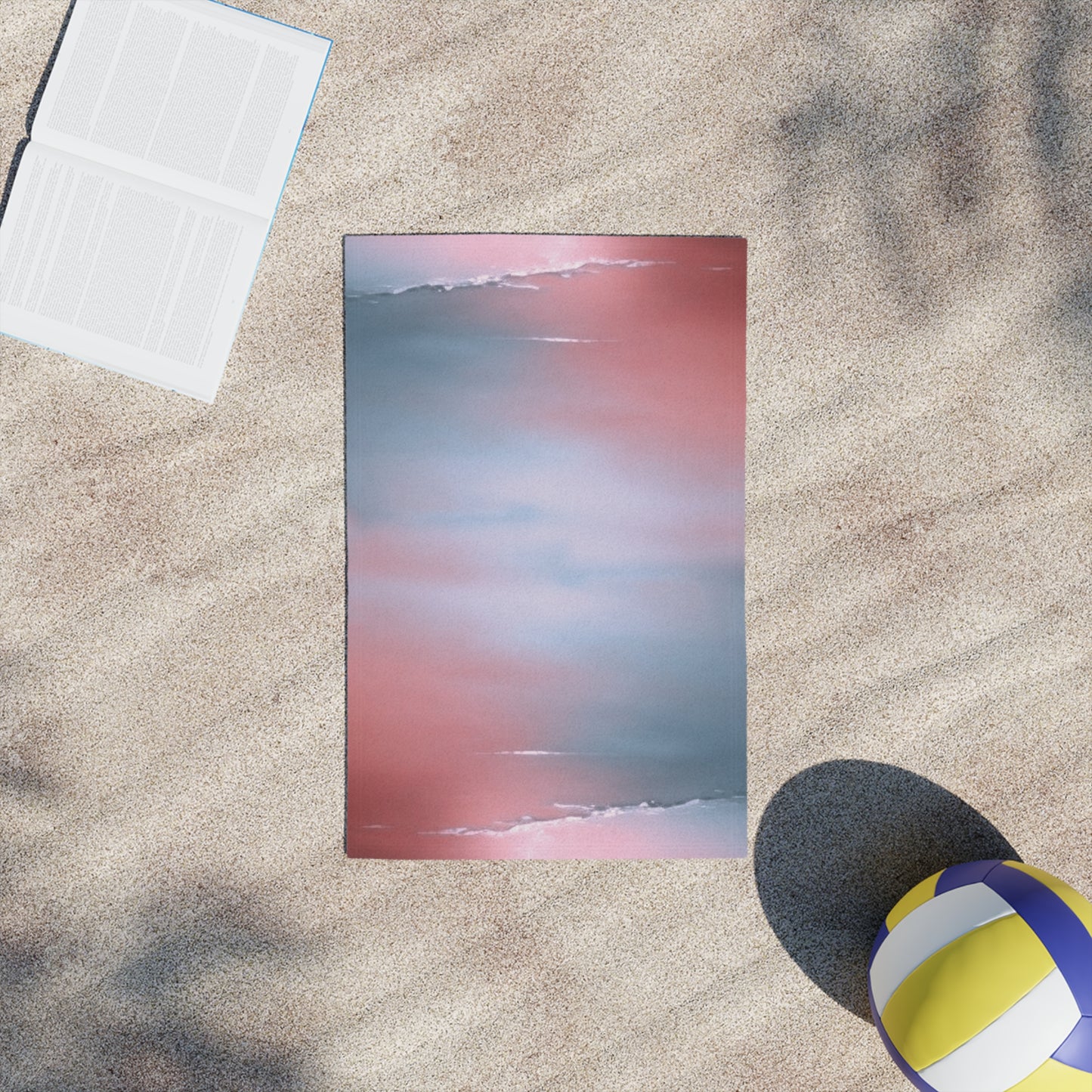 Gray Sea Pink Fog Beach Towel, 18" x 27"
