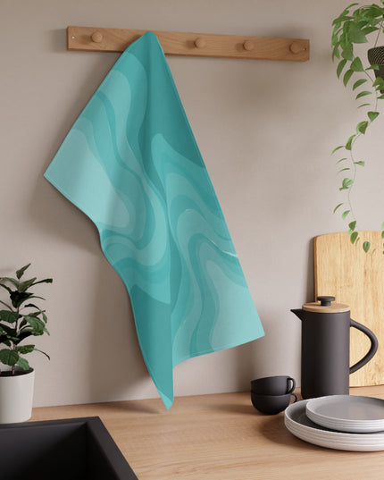 Tif Green Wavey Tea Towels (cotton, poly), 18" x "30