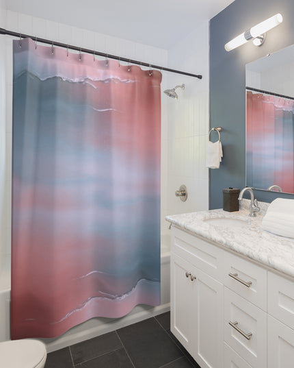 Gray Sea Pink Fog Shower Curtains, 71" x 74"