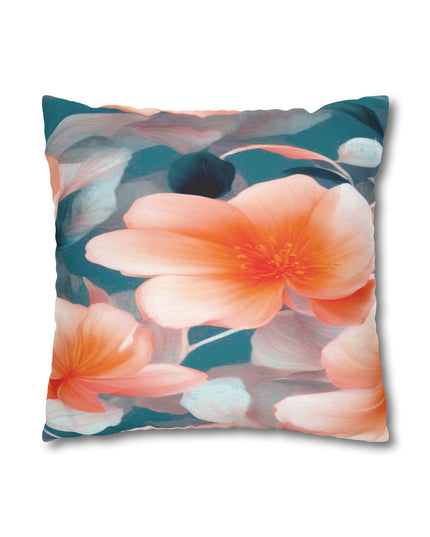 Orange Blossom Floral Bunch Spun Polyester Square Pillowcase, 14" x 14"