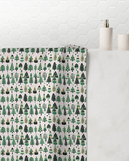 Mini Vintage Green Trees 30" x 60" Mink-Cotton Towel (50% polyester, 50% cotton)