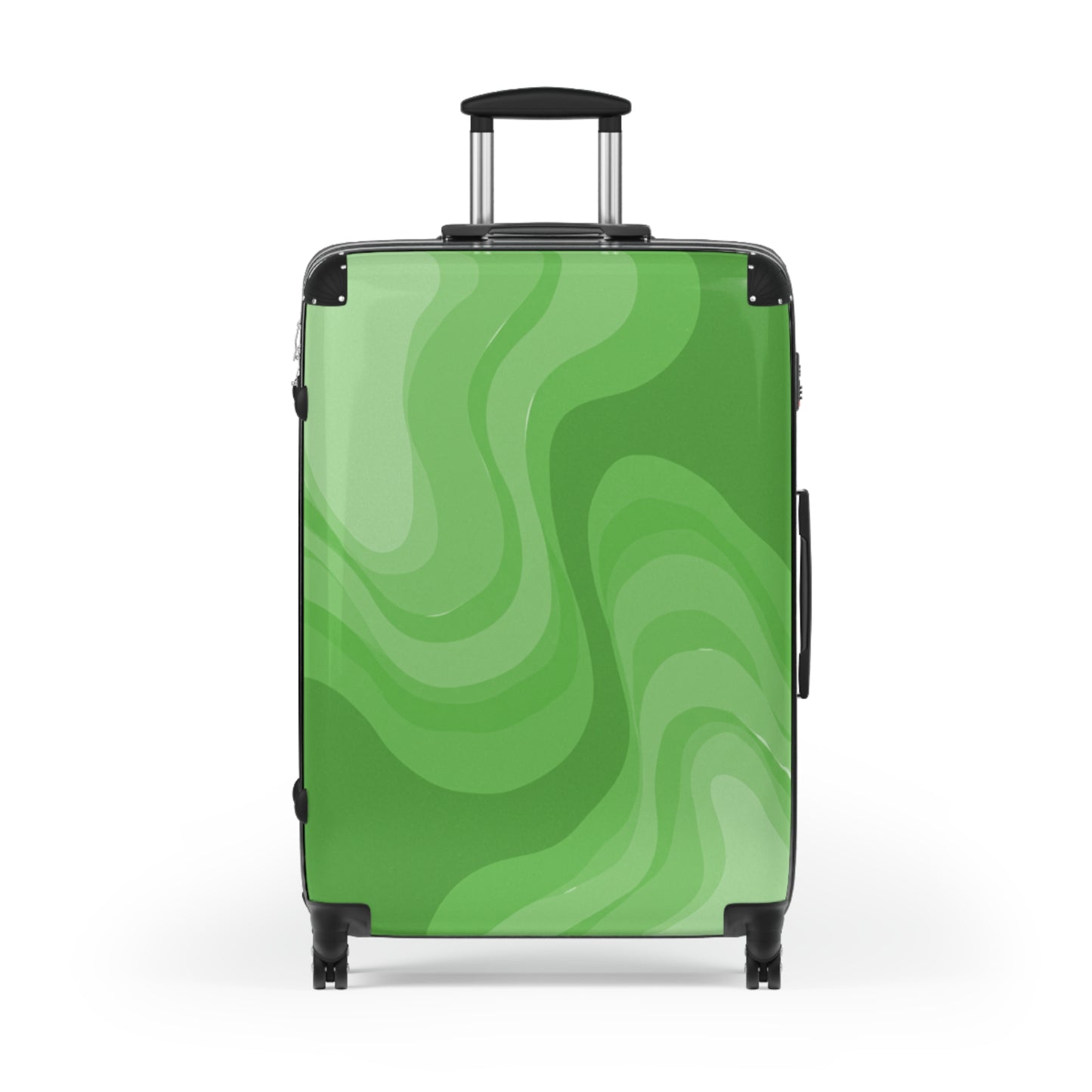 Greenie Meanie Wavey Large Suitcase with built in lock, 4 double-wheels, telescopic handle, and ABS back hard-shell
