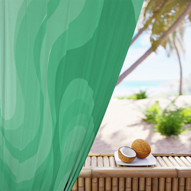 Mint Green Wavey Window Curtain, 50" x  84", blackout