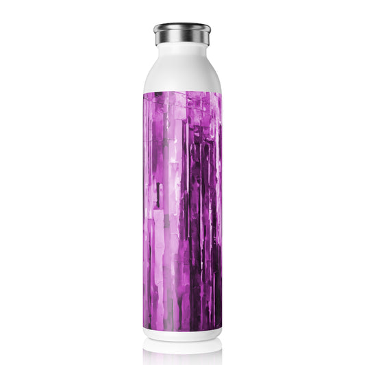 Striped Powder Lavender Slim Water Bottle, 20 oz White