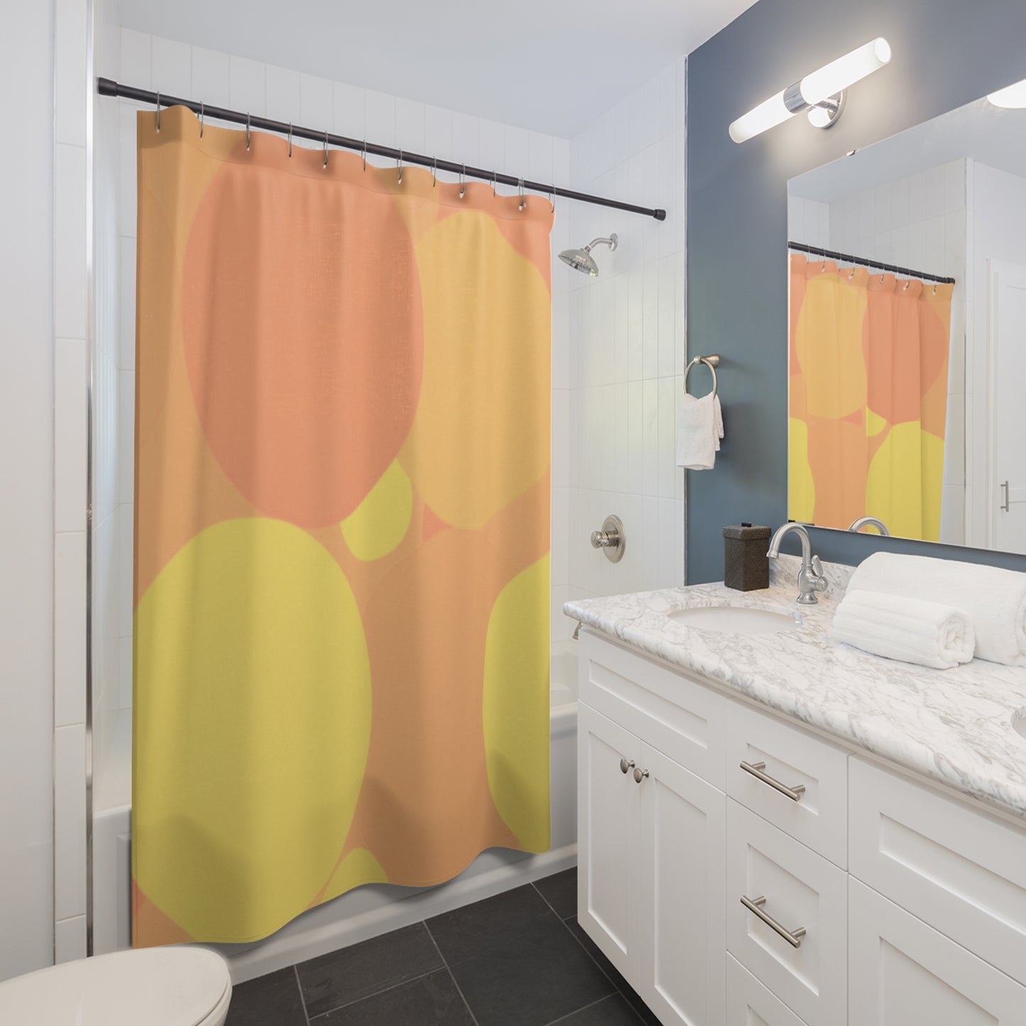 Pastel Bright Oranges Patches Shower Curtains, 71" x 74"