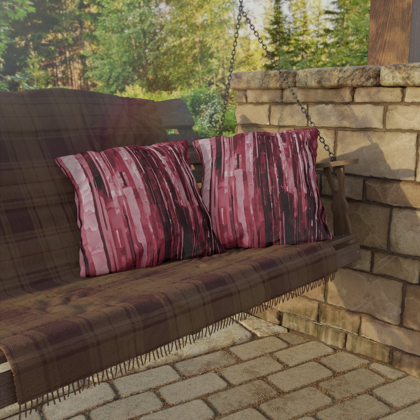 Striped Ruby 20" x 20" Outdoor Pillow