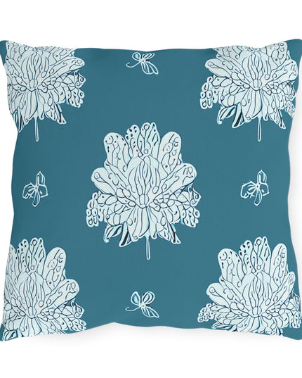Tif Green White Floral Butterflies 16" x 16" Outdoor Pillows
