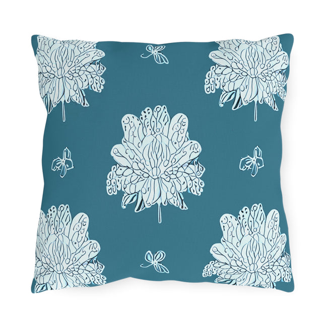 Tif Green White Floral Butterflies 16" x 16" Outdoor Pillows
