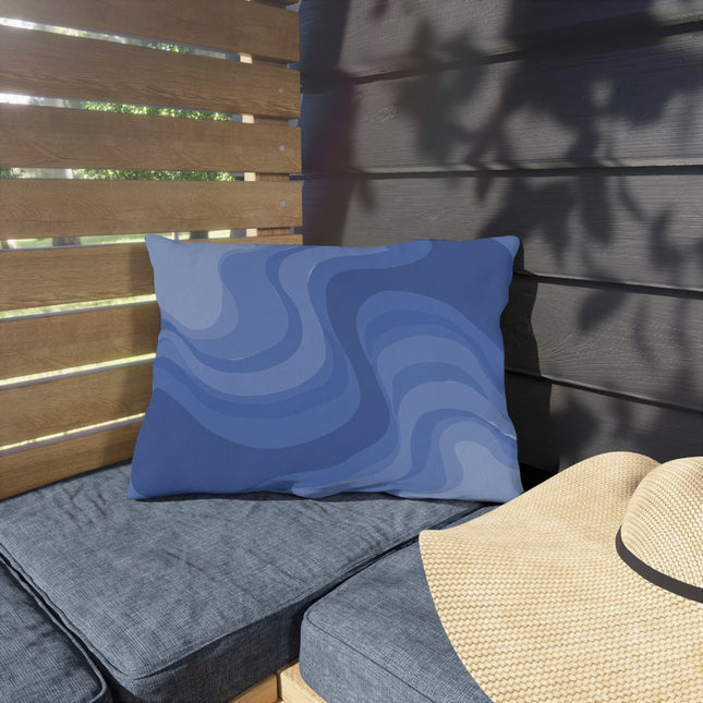 Deep Blue Wavey 20" x 14" Outdoor Pillow