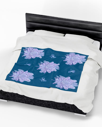Lavender Floral Butterflies Plush Velveteen Blanket, 50" x 60"