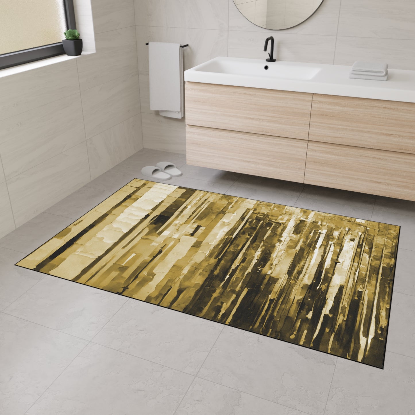 Striped Light Brown 48" x 72" Heavy Duty Floor Mat