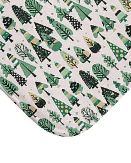 Mini Vintage Green Trees 34" x 21" Bath Mat