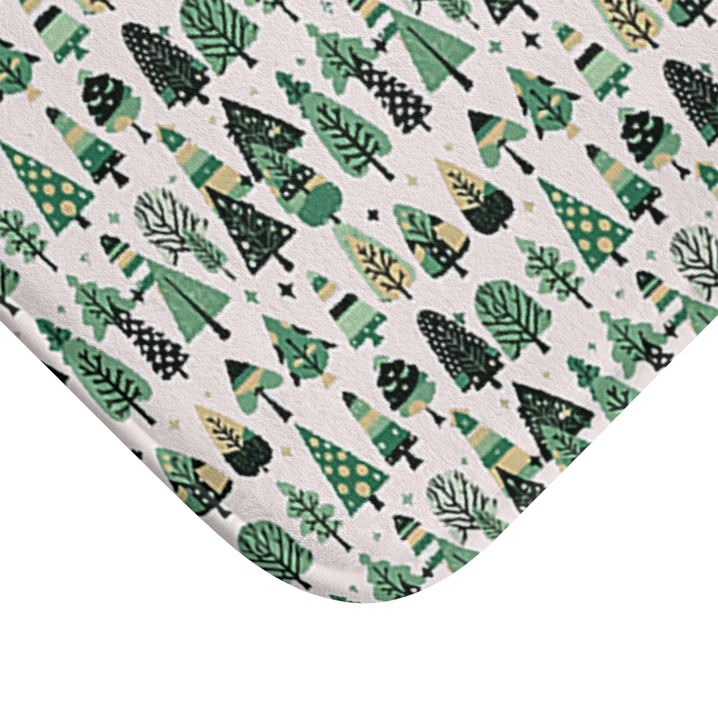 Mini Vintage Green Trees 34" x 21" Bath Mat