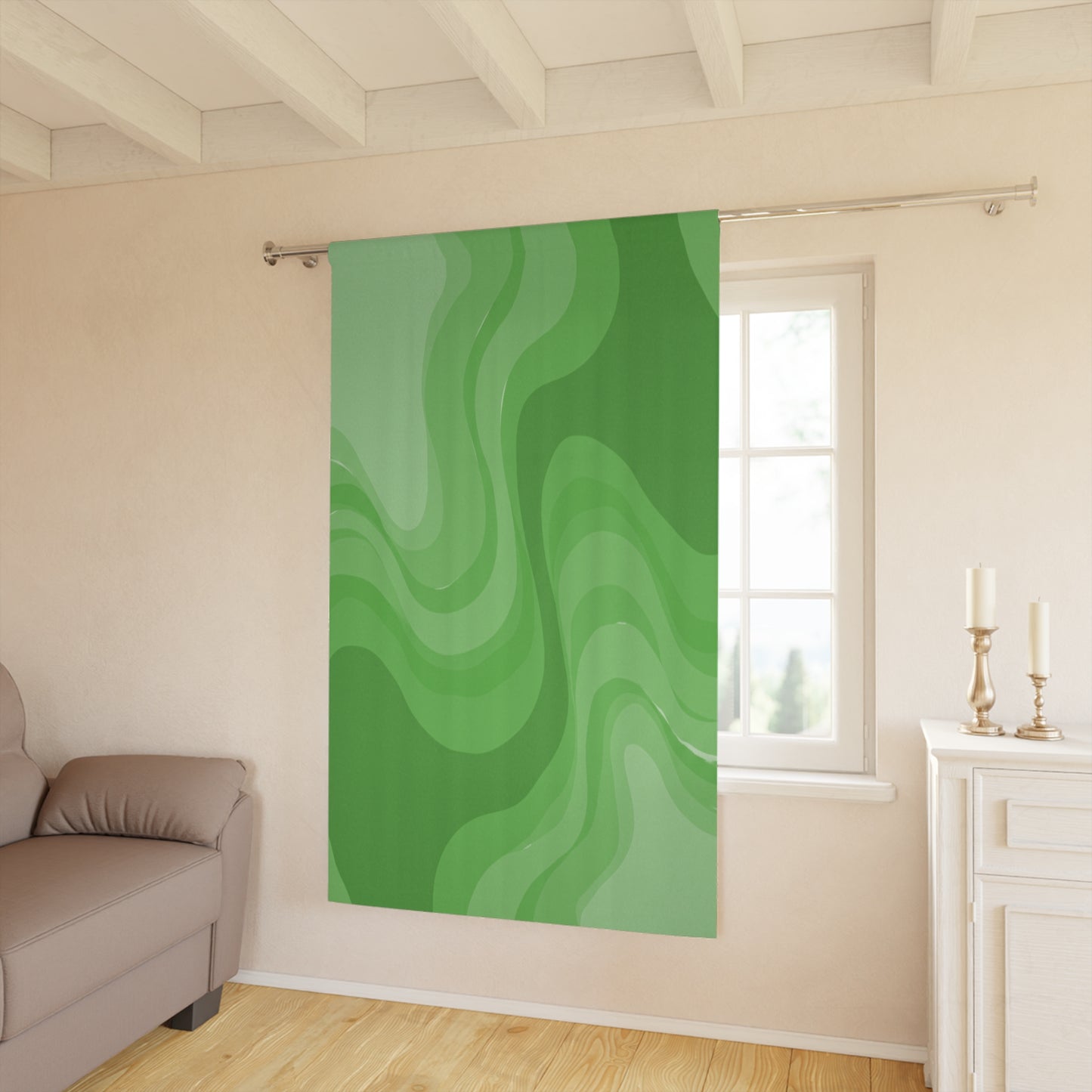 Greenie Meanie Wavey Window Curtain, 50" x  84", blackout