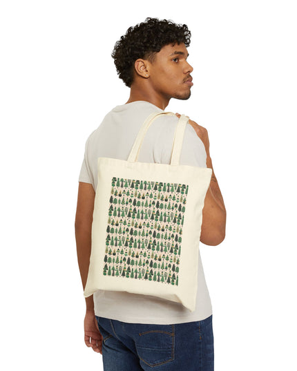 Mini Vintage Green Trees Cotton Canvas Tote Bag