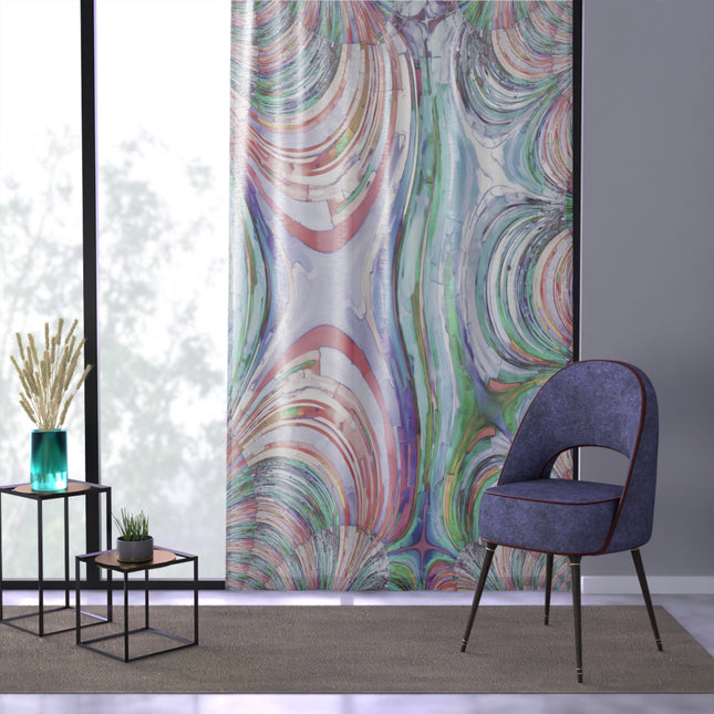 Uzi Spiral Pastels Sheer Window Curtain, 50" x 84", partially transparent