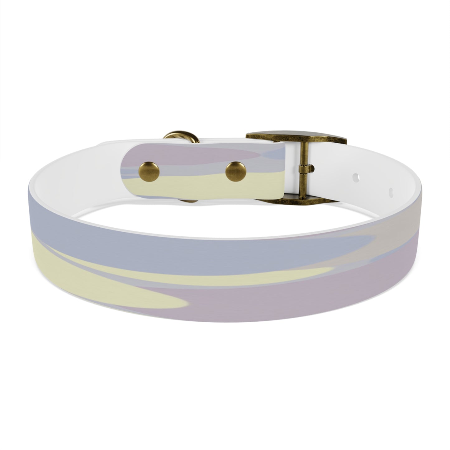 Pastel Soft Blue and Soft White Patches Medium Dog Collar