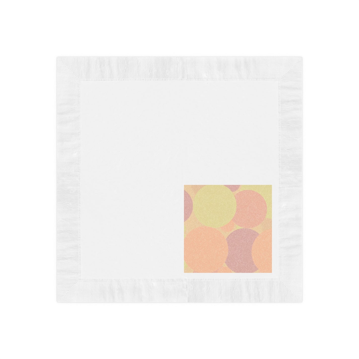 Pastel Hot Peach Patches White Coined Napkins, 6.5" x 6.5"