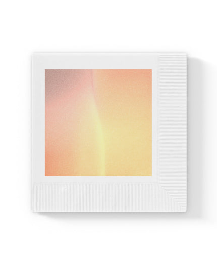 Hot Peach Fade White Coined Napkins, 6.5" x 6.5"