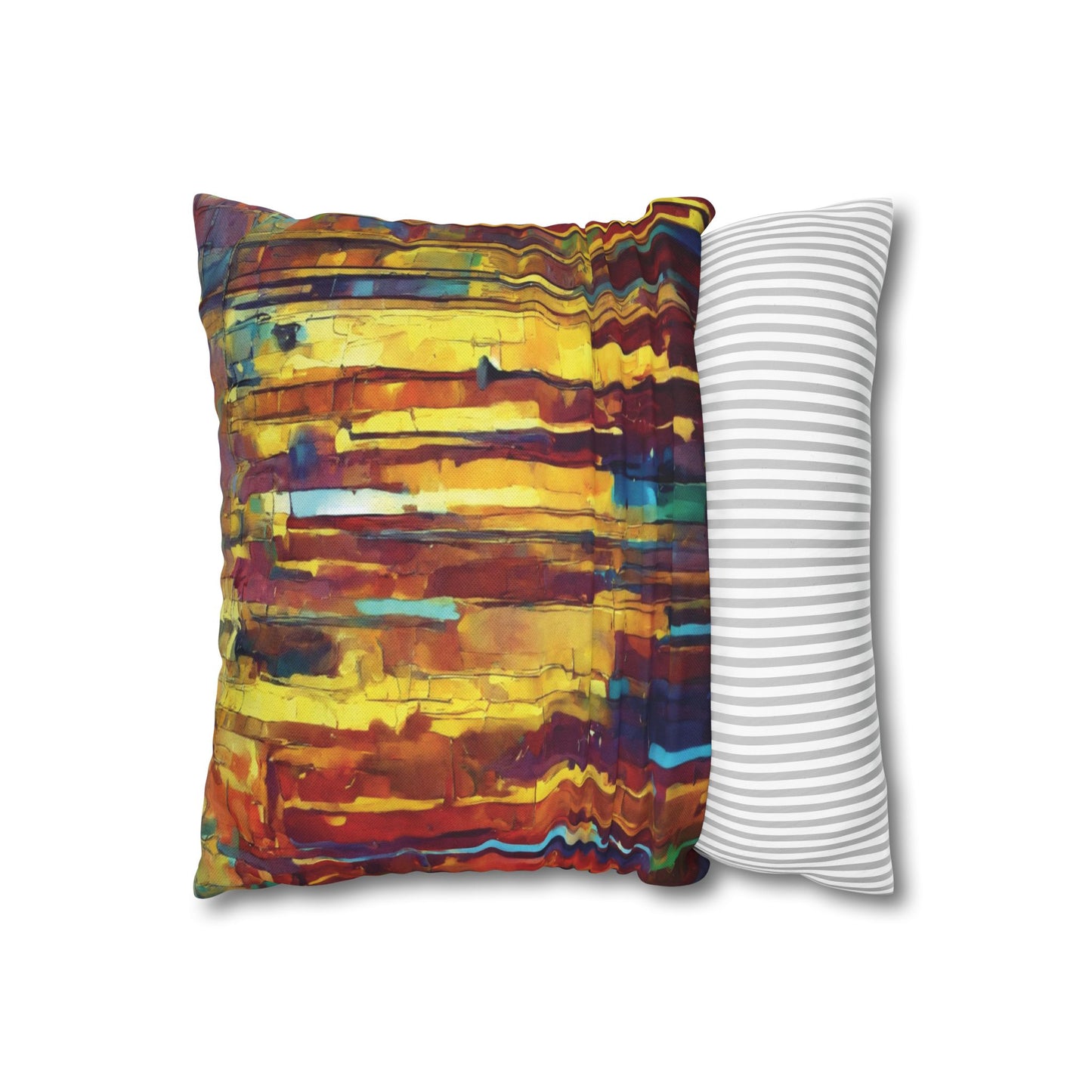 Striped Alpha Spun Polyester Square Pillowcase, 14" x 14"
