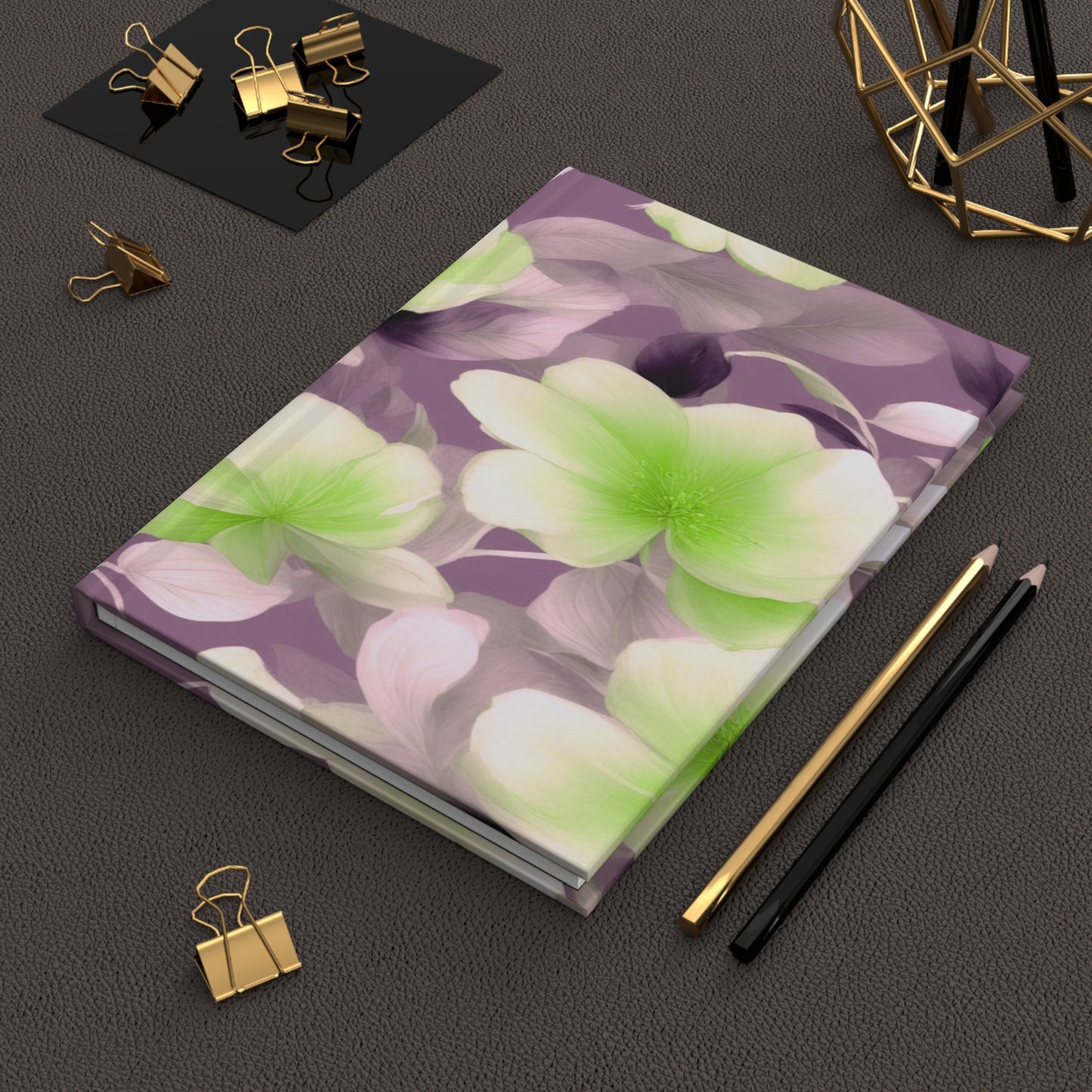 Lime Lavender Floral Bunch Hardcover Journal Matte with 150 lined pages, 5.75" x 8"