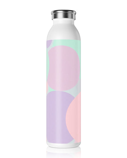Pastel Peach and Soft Green Patches Slim Water Bottle, 20 oz White