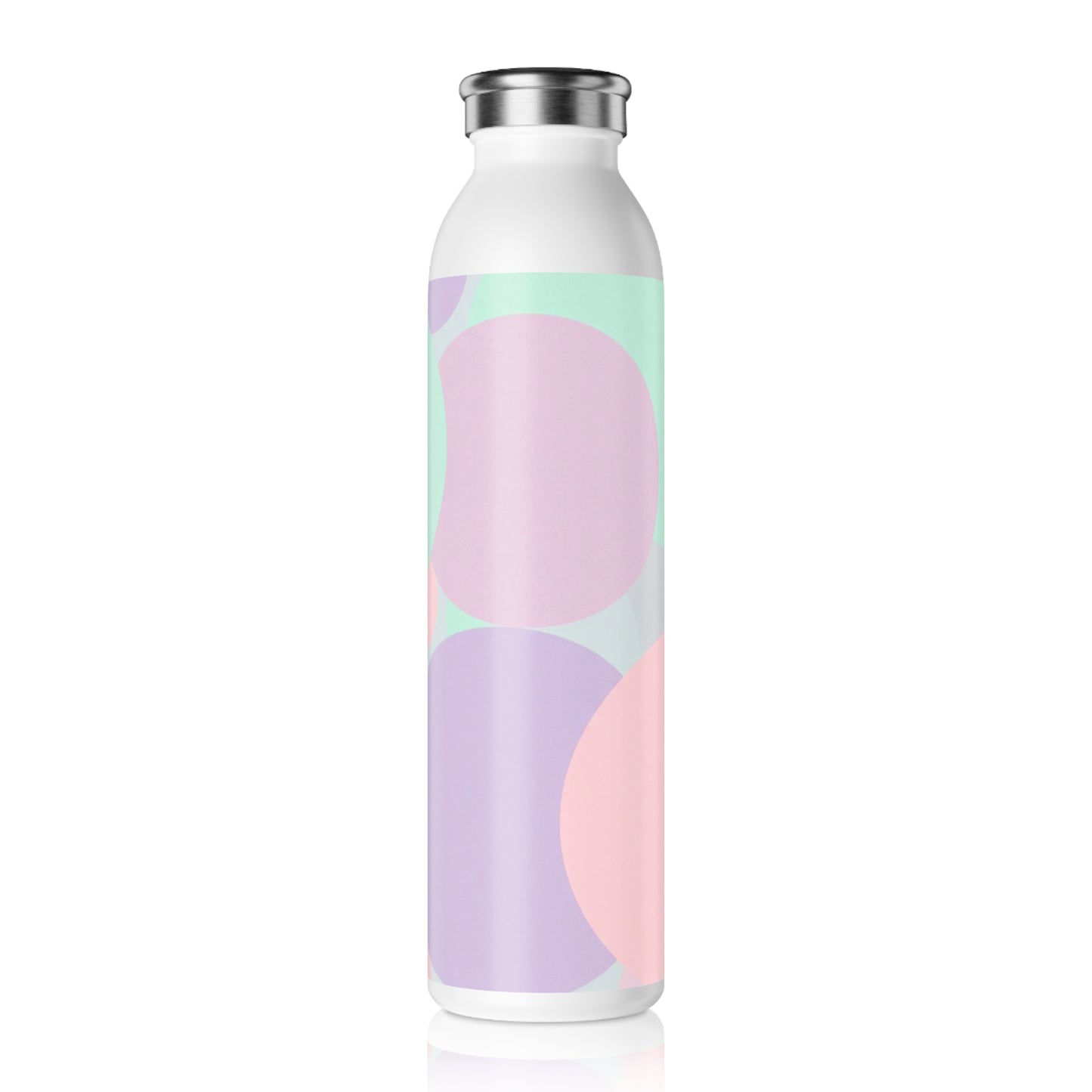 Pastel Peach and Soft Green Patches Slim Water Bottle, 20 oz White