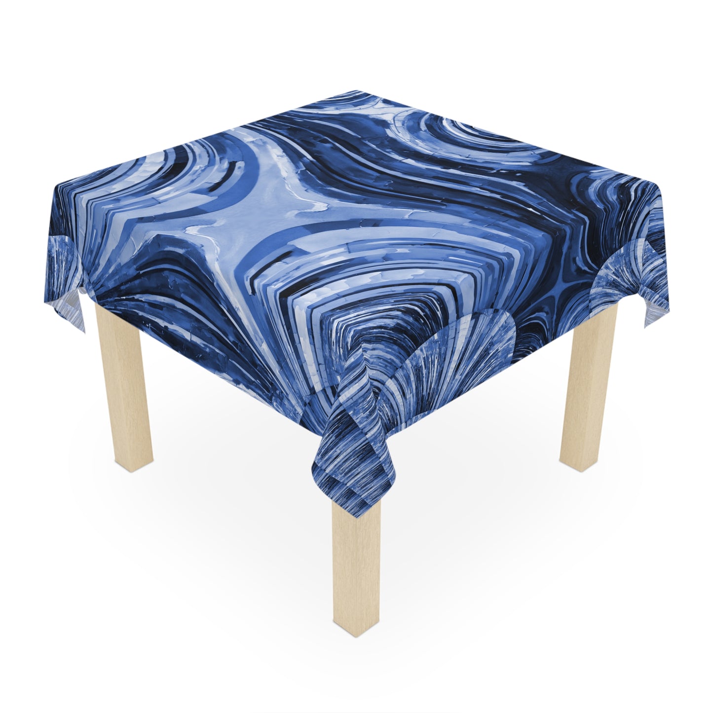 Uzi Spiral Deep Blue Tablecloth, 55" x 55"