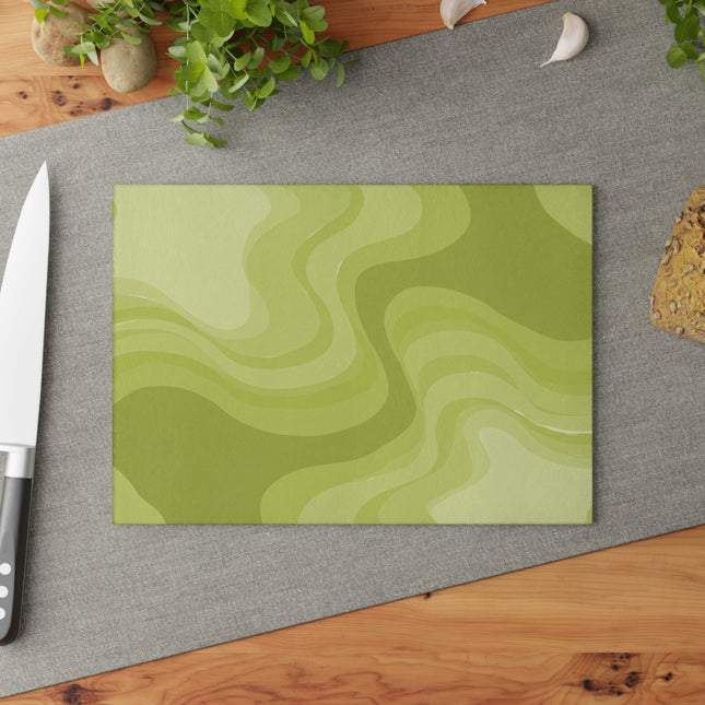 Lemon Wavey 8" x 11" Glass Cutting Board
