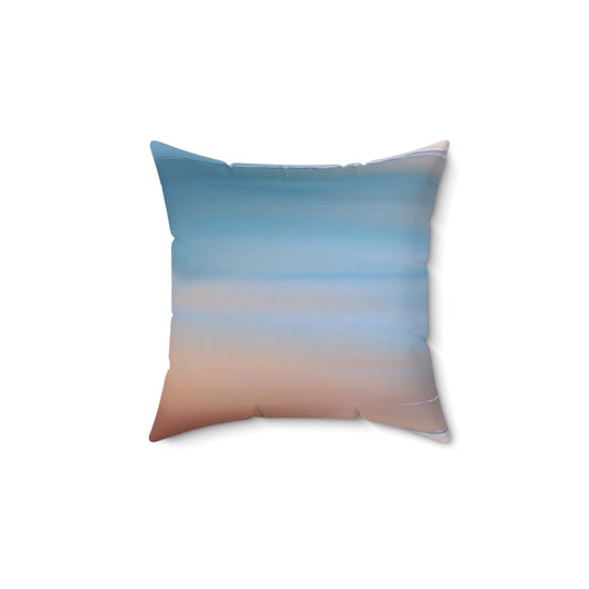 Blue Sea Peach Fog 14" x 14" Faux Suede Square Pillow