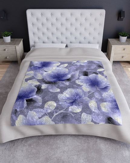 Indigo Blossom Floral Bunch Crushed Velvet Blanket, 50" x 60"