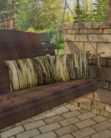Striped Light Brown Lavender 20" x 14" Outdoor Pillow