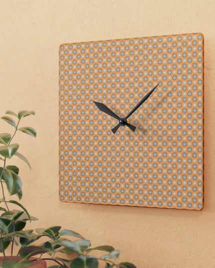 Tan Sunset Star-crossed Bodies Acrylic Wall Clock, Round or Square, 10.75" x 10.75"