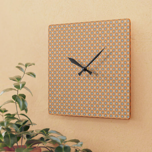 Tan Sunset Star-crossed Bodies Acrylic Wall Clock, Round or Square, 10.75" x 10.75"
