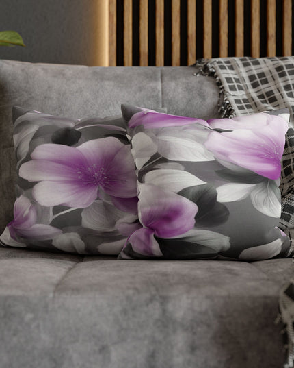 Purple Blossom Floral Bunch Spun Polyester Square Pillowcase, 14" x 14"