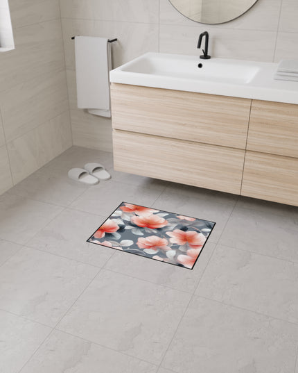 Red Blossom Floral Bunch Heavy Duty Floor Mat, 18" x 24"