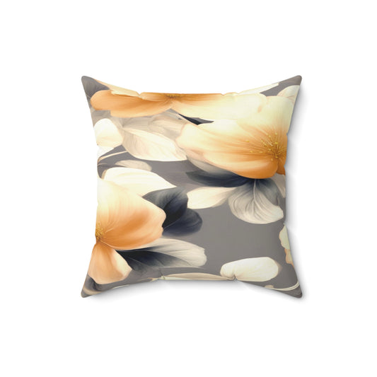 Soft Blossom Floral Bunch Faux Suede Square Pillow, 16" x 16"