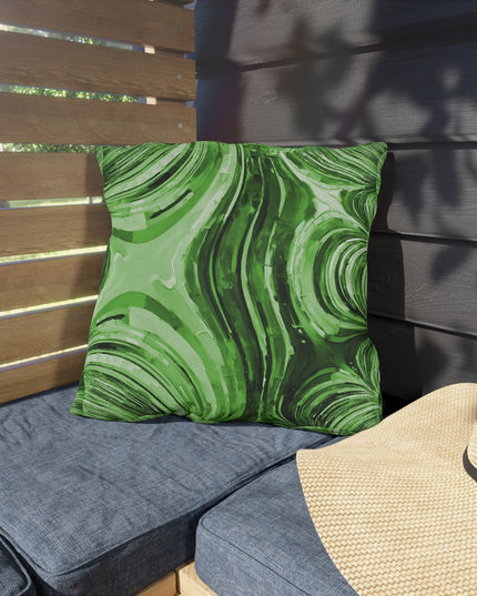 Uzi Spiral Mint Pastel Outdoor Pillow, 18" x 18"