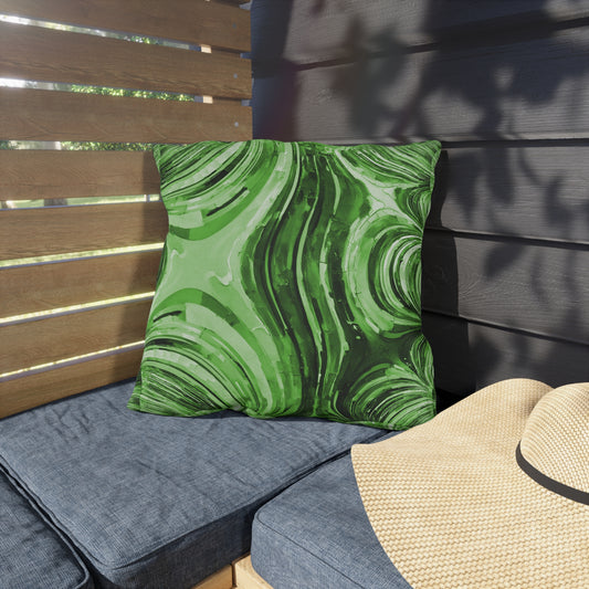 Uzi Spiral Mint Pastel Outdoor Pillow, 18" x 18"