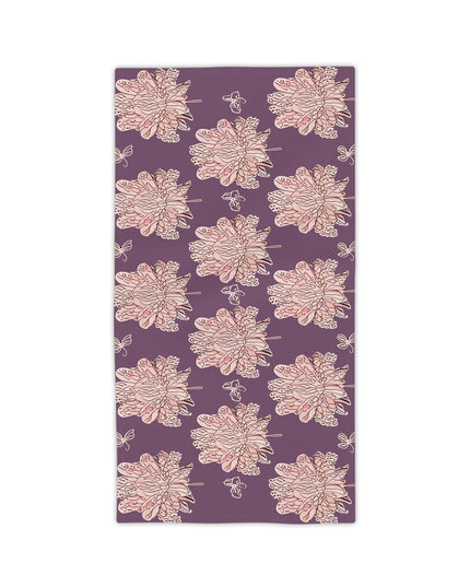 Pink Floral Butterflies Beach Towel, 24" x 44"