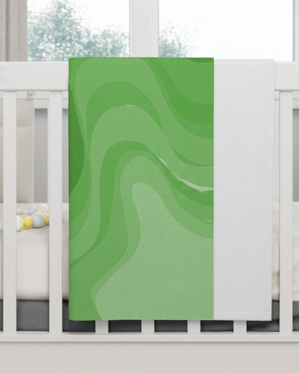 Greenie Meanie Wavey Soft Fleece Baby Blanket, 30" x 40"