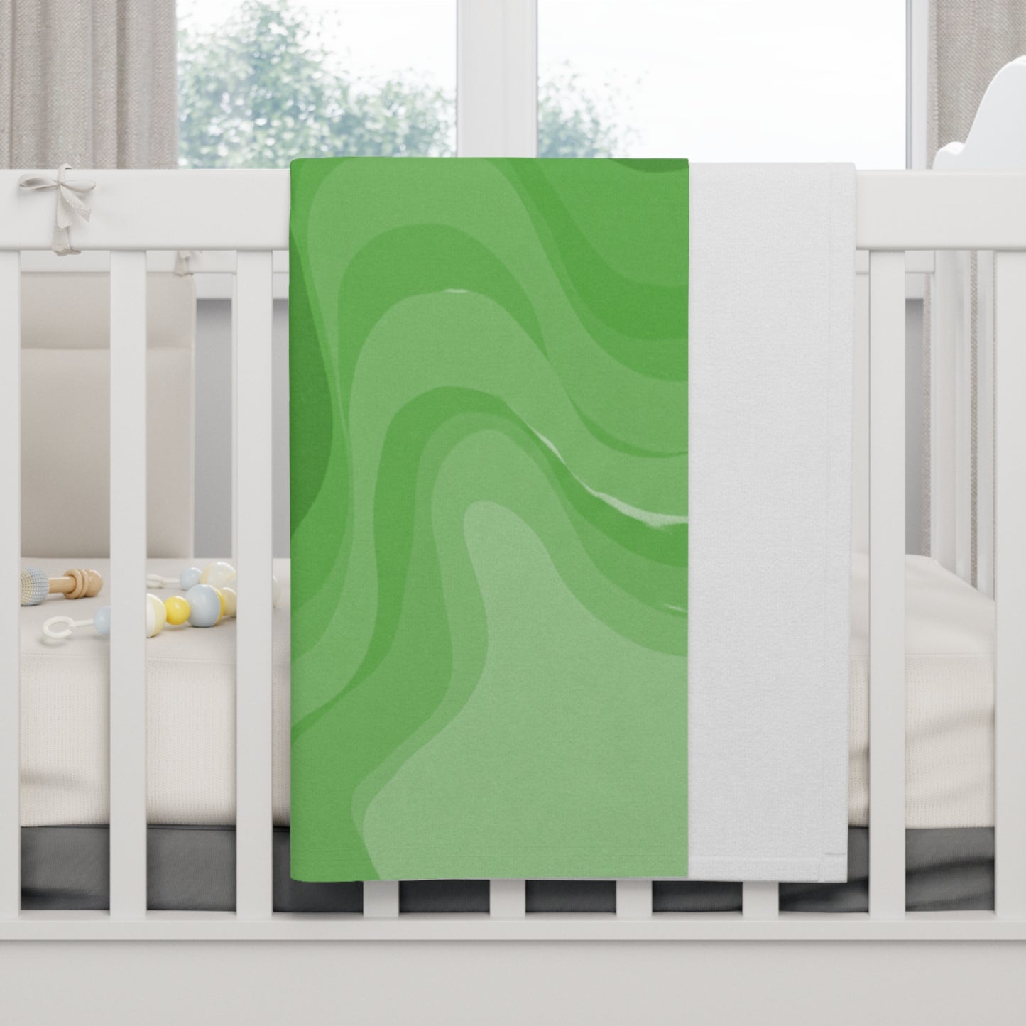 Greenie Meanie Wavey Soft Fleece Baby Blanket, 30" x 40"