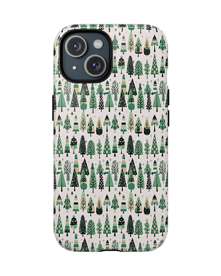Mini Vintage Green Trees Iphone 15 Tough Magnetic Cases