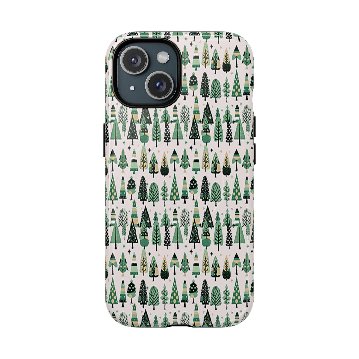 Mini Vintage Green Trees Iphone 15 Tough Magnetic Cases